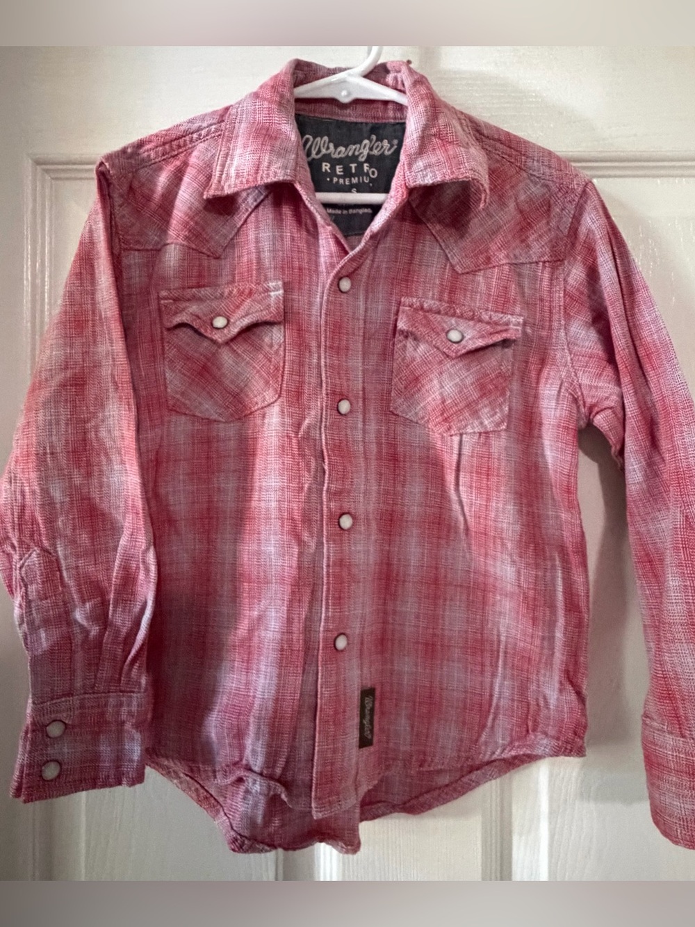 Wrangler Retro Red Plaid Western Shirt Boys